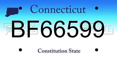 BF66599 Connecticut License Plate