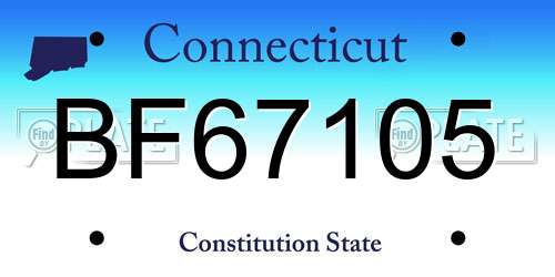 BF67105 Connecticut License Plate