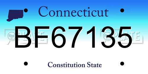 BF67135 Connecticut License Plate