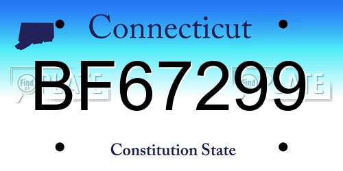 BF67299 Connecticut License Plate