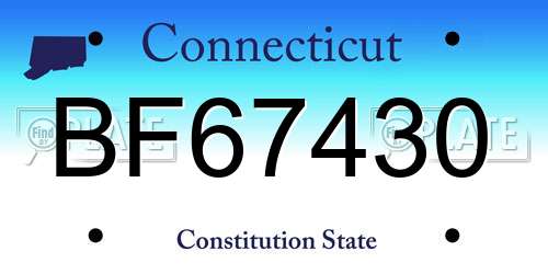 BF67430 Connecticut License Plate