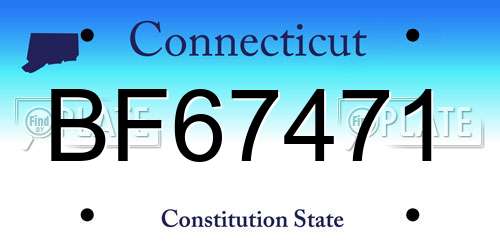BF67471 Connecticut License Plate