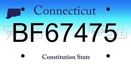 BF67475 Connecticut License Plate