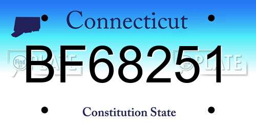 BF68251 Connecticut License Plate
