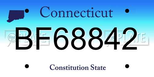 BF68842 Connecticut License Plate