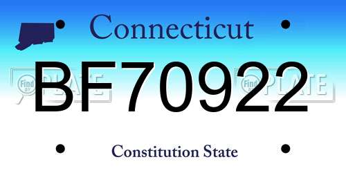 BF70922 Connecticut License Plate