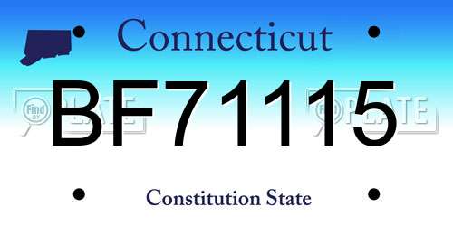 BF71115 Connecticut License Plate