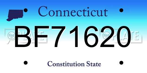 BF71620 Connecticut License Plate