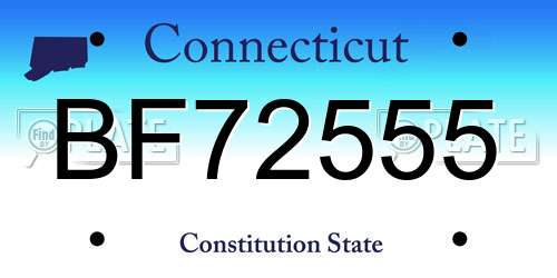 BF72555 Connecticut License Plate