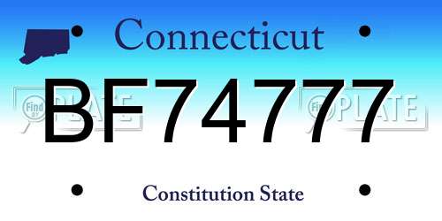 BF74777 Connecticut License Plate