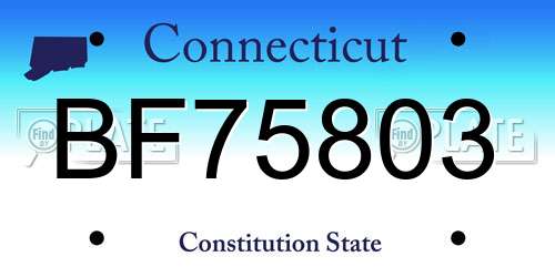 BF75803 Connecticut License Plate