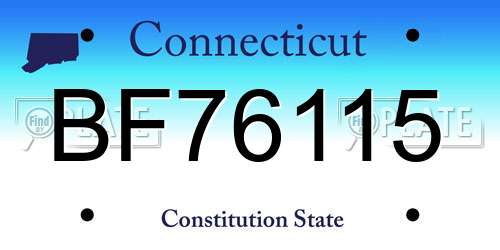 BF76115 Connecticut License Plate
