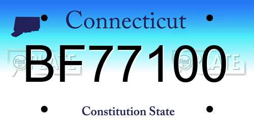 BF77100 Connecticut License Plate
