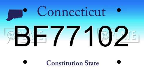 BF77102 Connecticut License Plate