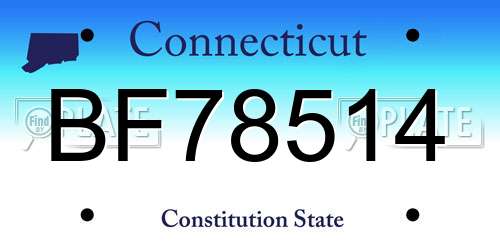 BF78514 Connecticut License Plate