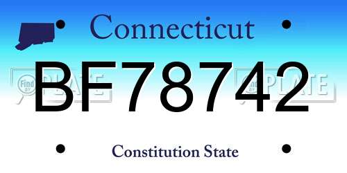 BF78742 Connecticut License Plate