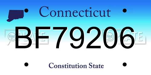 BF79206 Connecticut License Plate