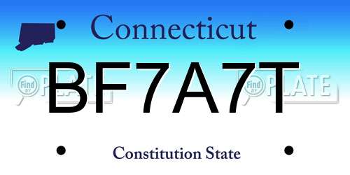 BF7A7T Connecticut License Plate