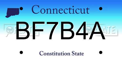 BF7B4A Connecticut License Plate