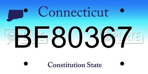 BF80367 Connecticut License Plate
