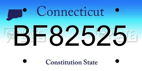 BF82525 Connecticut License Plate