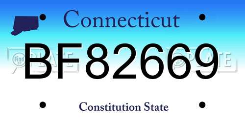 BF82669 Connecticut License Plate
