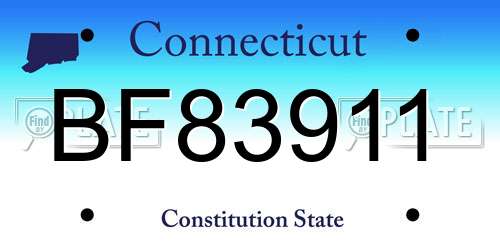 BF83911 Connecticut License Plate