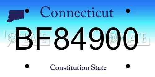 BF84900 Connecticut License Plate