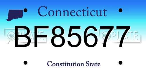 BF85677 Connecticut License Plate