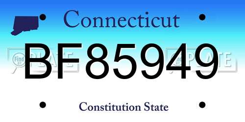 BF85949 Connecticut License Plate