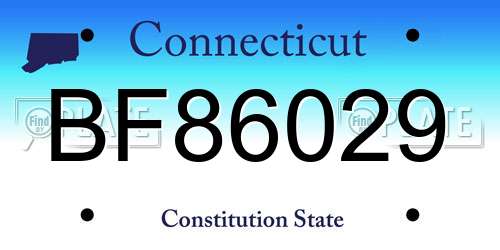 BF86029 Connecticut License Plate