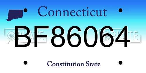 BF86064 Connecticut License Plate