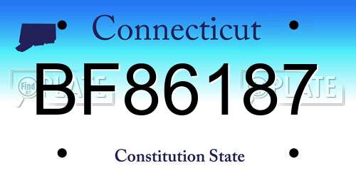 BF86187 Connecticut License Plate