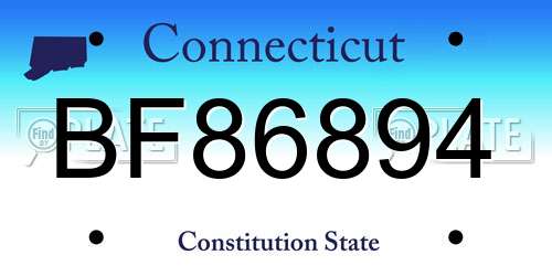 BF86894 Connecticut License Plate