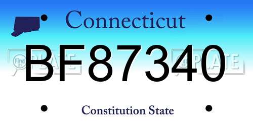 BF87340 Connecticut License Plate