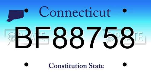 BF88758 Connecticut License Plate