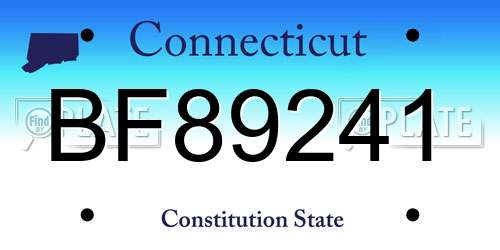 BF89241 Connecticut License Plate