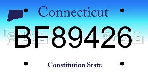 BF89426 Connecticut License Plate