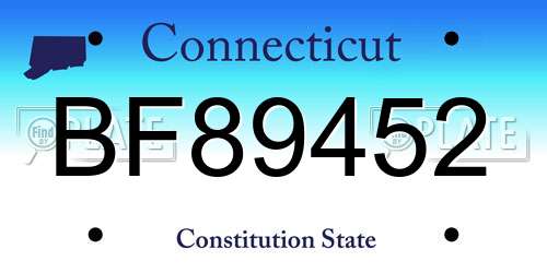 BF89452 Connecticut License Plate