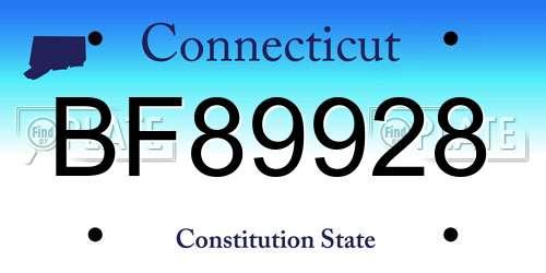 BF89928 Connecticut License Plate