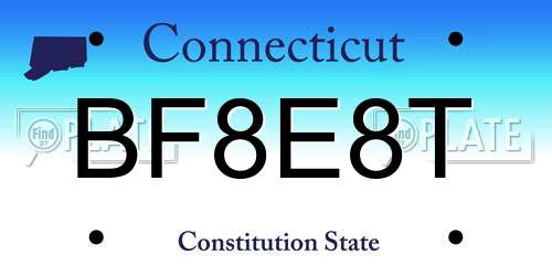 BF8E8T Connecticut License Plate