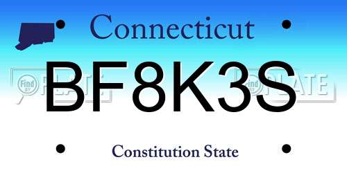 BF8K3S Connecticut License Plate