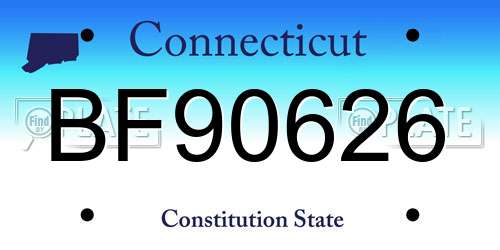 BF90626 Connecticut License Plate