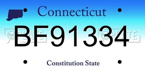 BF91334 Connecticut License Plate