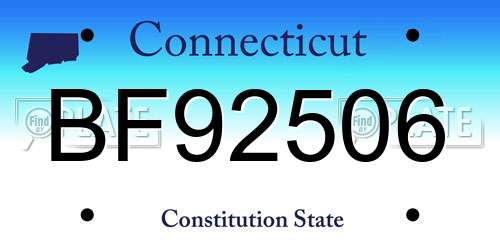 BF92506 Connecticut License Plate