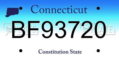 BF93720 Connecticut License Plate