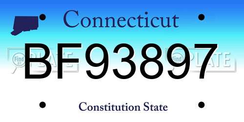 BF93897 Connecticut License Plate