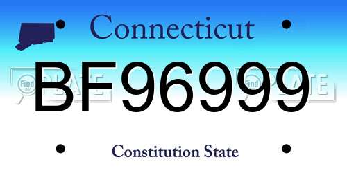 BF96999 Connecticut License Plate