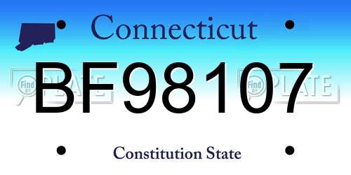 BF98107 Connecticut License Plate