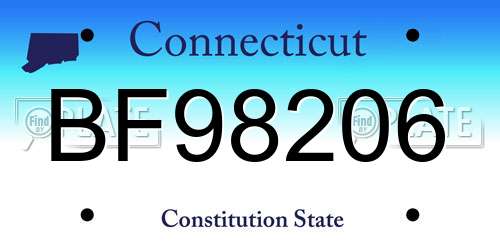 BF98206 Connecticut License Plate